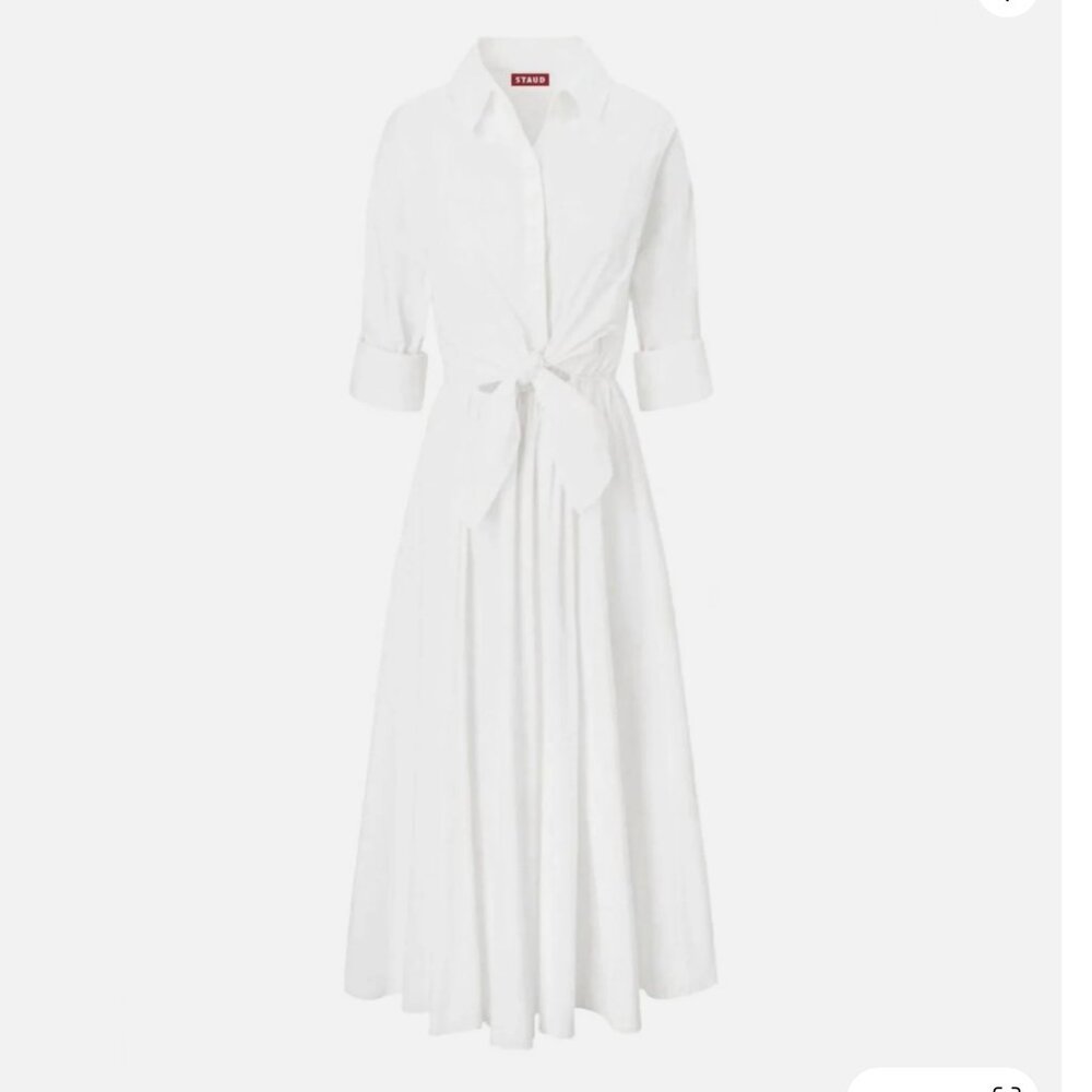 STAUD White Midi Shirt Dress - Picture 2 of 6
